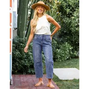 GRAPENT Barrel Jeans - Trendy High Waisted Women’s Denim