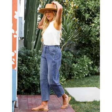 GRAPENT Barrel Jeans - Trendy High Waisted Women’s Denim