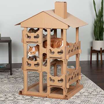 Furhaven Multi-Level Cat Scratch Tower with Catnip
