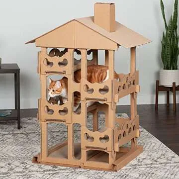 Furhaven Multi-Level Cat Scratch Tower with Catnip