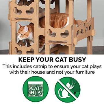 Furhaven Multi-Level Cat Scratch Tower with Catnip