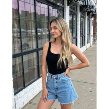 Women’s Basic Sleeveless Crop Top Shirt Ribbed Scoop Neck Casual Summer Clothes Black