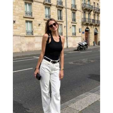 Women’s Basic Sleeveless Crop Top Shirt Ribbed Scoop Neck Casual Summer Clothes Black