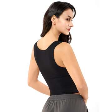 Women’s Basic Sleeveless Crop Top Shirt Ribbed Scoop Neck Casual Summer Clothes Black