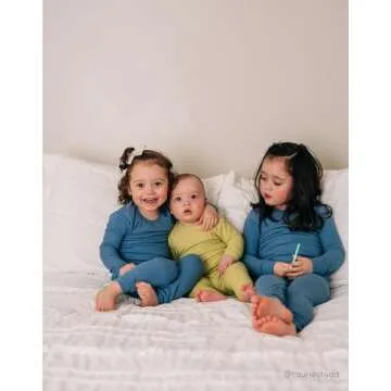 moimoln Viscose from Bamboo Pajama Set for Baby Boys Girls Toddler Snug Fit Sleepwear Ribbed Long Sleeve Blue 12-18m