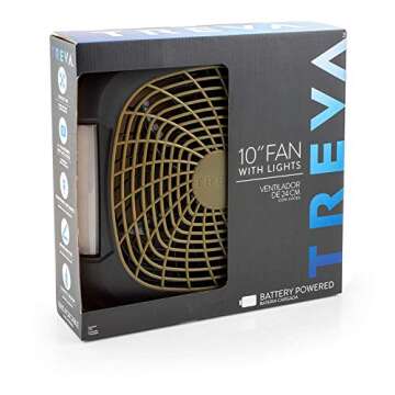 O2COOL Treva 10 Inch Portable Fan with LED Lights - Battery Powered 2-Speed Camping Fan for Outdoors...
