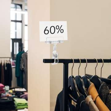 Daletu 30PCS Acrylic Retail Clips - Clear Sign Holders