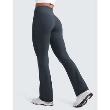 CRZ YOGA Womens Butterluxe High Waist Flare Pants - Yoga Bootcut Wide Leg with Pocket Lounge True Na...