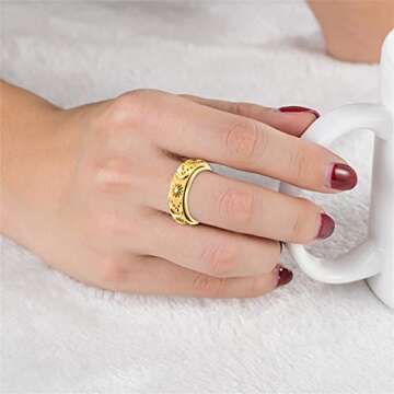 Nanafast Stress Relief Spinner Ring for Men & Women