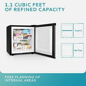 EUHOMY Mini Freezer Countertop,1.1 Cubic Feet, Single DoorCompact Upright Freezer with Reversible St...