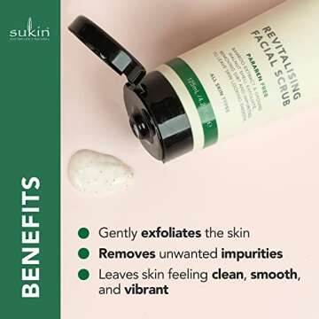 Sukin Organics Revitalizing Face Scrub, Hydrating Cream-Based Facial Exfoliator with Bamboo Extract ...