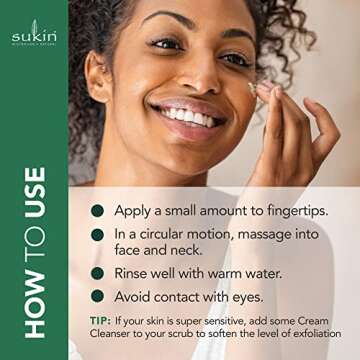 Sukin Organics Revitalizing Face Scrub, Hydrating Cream-Based Facial Exfoliator with Bamboo Extract & Walnut Shell Exfoliant, Cleansing & Soothing, Normal to Dry Skin Types, Paraben Free, 4.23 Fl Oz