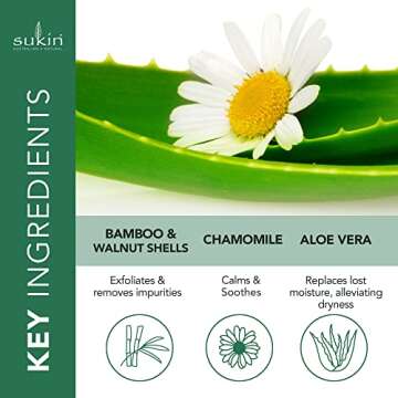 Sukin Organics Revitalizing Face Scrub, Hydrating Cream-Based Facial Exfoliator with Bamboo Extract & Walnut Shell Exfoliant, Cleansing & Soothing, Normal to Dry Skin Types, Paraben Free, 4.23 Fl Oz