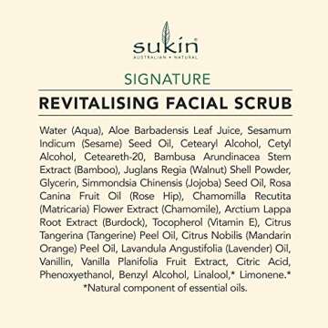 Sukin Organics Revitalizing Face Scrub, Hydrating Cream-Based Facial Exfoliator with Bamboo Extract & Walnut Shell Exfoliant, Cleansing & Soothing, Normal to Dry Skin Types, Paraben Free, 4.23 Fl Oz