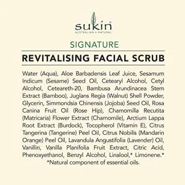 Sukin Organics Revitalizing Face Scrub, Hydrating Cream-Based Facial Exfoliator with Bamboo Extract & Walnut Shell Exfoliant, Cleansing & Soothing, Normal to Dry Skin Types, Paraben Free, 4.23 Fl Oz