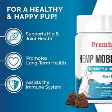 PREMIUM CARE Glucosamine Chews for Dogs with Hemp - Hip and Joint Health Supplement for Mobility Sup...