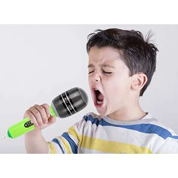 12 Inflatable Microphones 80s 90s Party Favors Decorations Stage 9.8 Inch Plastic Colorful Microphone - Christmas Halloween Birthday Party Supplies Carnival Photo Booth Props