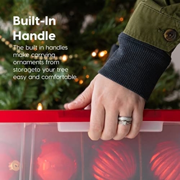 IRIS USA Ornament Storage Box Stackable Holiday Decor Organizer