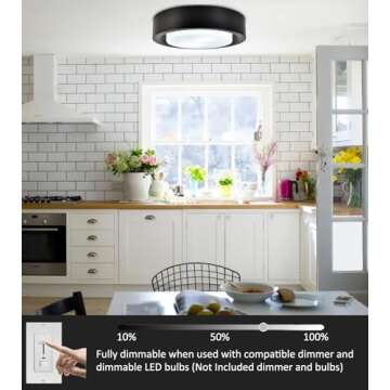 COTULIN Black Flush Mount Ceiling Light,13 Inch Matte Black Ceiling Lighting Fixture，Modern Round Metal Ceiling Lamp with White Frosted Glass Shade for Hallway Bedroom Closet Outdoor