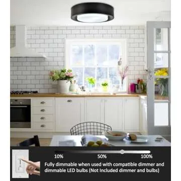 COTULIN Black Flush Mount Ceiling Light,13 Inch Matte Black Ceiling Lighting Fixture，Modern Round Metal Ceiling Lamp with White Frosted Glass Shade for Hallway Bedroom Closet Outdoor