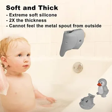 Gray Elephant Silicone Bath Spout Cover for Kids Safety