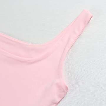 Artfish Women's Sleeveless Strappy Seamless Crop Tank Tops Square Neck Workout Fitness Basic Cropped Camis Light Pink, S