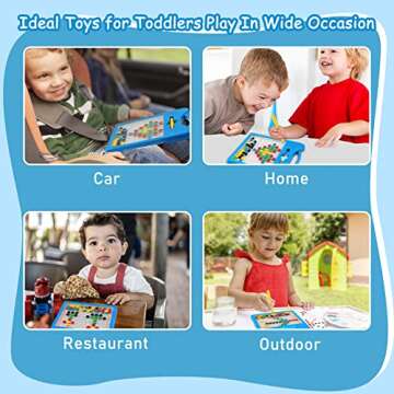 QIFUN Magnetic Drawing Board for Toddlers 1-3, Magnetic Toys with Magnetic Beads Pen Kids Toys, Kids Travel Toys Toddler Toys Age 2-4 Stocking Stuffers for Kids(Blue)