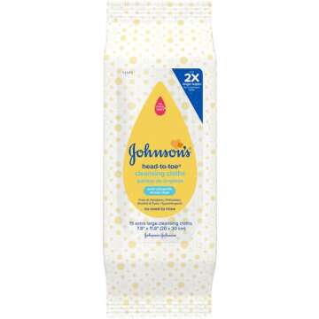 Johnson's Head-to-Toe Gentle Baby Cleansing Cloths - 15ct, Hypoallergenic & Tear-Free