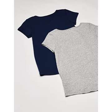 Carter's girls 2-pack Tees Shirt, Navy/Grey, 8 US