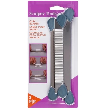 Sculpey Tools Clay Blades, 3 blades included - flexible, wavy and rigid blade, polymer oven-bake cla...
