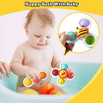 Suction Cup Spinner Toys for Baby,Baby Fidget Spinner Suction,Window Spinner Toys for Toddlers 1-3,Sensory Bath Toys Gift for 1 2 3 Year Old