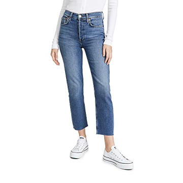 RE/DONE Women's High Rise Comfort Stretch Stove Pipe Jeans - Trendy and Versatile Denim