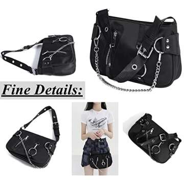 FONETTOS Punk Bag, Sourpuss Gothic Tote Purse Y2K Cool Style Trendy Women Shoulder Bags Rock Fashion Girls Handbag