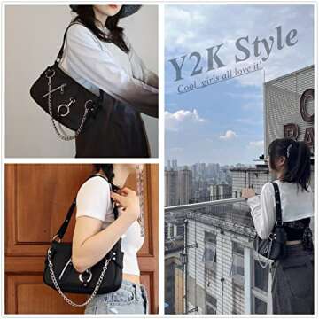 FONETTOS Punk Bag, Sourpuss Gothic Tote Purse Y2K Cool Style Trendy Women Shoulder Bags Rock Fashion Girls Handbag