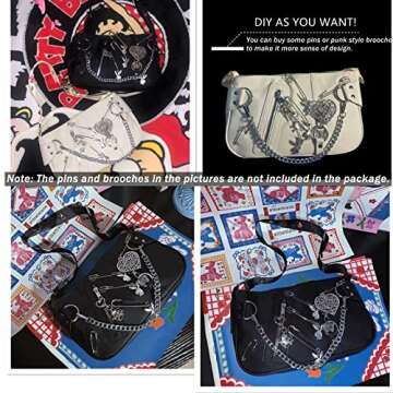 FONETTOS Punk Bag, Sourpuss Gothic Tote Purse Y2K Cool Style Trendy Women Shoulder Bags Rock Fashion Girls Handbag