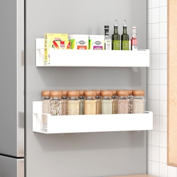 Vetacsion 2 Pack Moveable Fridge Magnetic Spice Racks: Sturdy Organization for Every Kitchen