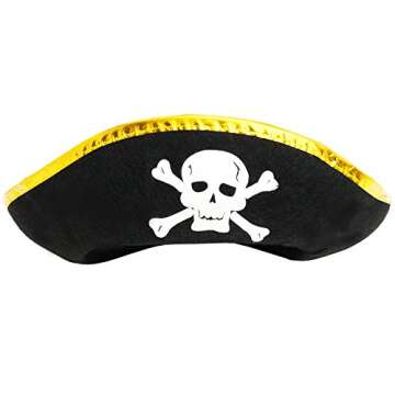 Skeleteen Tricorn Pirate Hat - Tri Corner Three Cornered Buccaneer Costume Accessory Hat - 1 Piece