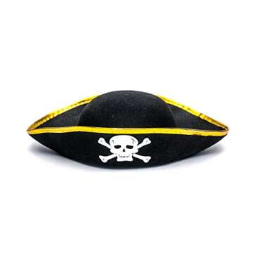 Skeleteen Tricorn Pirate Hat - Tri Corner Three Cornered Buccaneer Costume Accessory Hat - 1 Piece