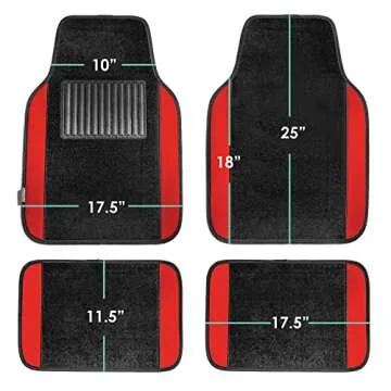 FH Group Car Seat Covers Combo Full Set with Carpet Floor mats Steering Wheel Cover and Seat Belt Pads- Universal Fit for Cars Trucks and SUVs Red