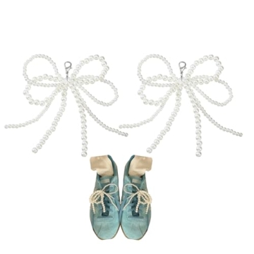 PUCAPOCO Pearl Bow Shoe Charms - Elegant Sneaker Decorations, 2PCS