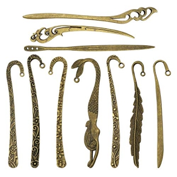 10 Antique Bronze Bookmark Charms for Crafting & Gifts