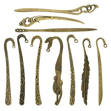 10 Antique Bronze Bookmark Charms for Crafting & Gifts