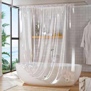 Titanker Extra Long Shower Curtain Liner 72 x 84 Clear Plastic Shower Liner PEVA Waterproof Lightweight Shower Curtain with Liner for Bathroom with Magnets and Grommets