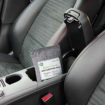 5 Pack Bamboo Charcoal Air Purifying Bags with Hooks,Charcoal Bags Odor Absorber for Home,Odor Eliminator,Closet Deodorizer, Car Air Freshener(5 Pack, 200g Each)