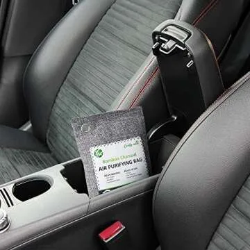 5 Pack Bamboo Charcoal Air Purifying Bags with Hooks,Charcoal Bags Odor Absorber for Home,Odor Eliminator,Closet Deodorizer, Car Air Freshener(5 Pack, 200g Each)