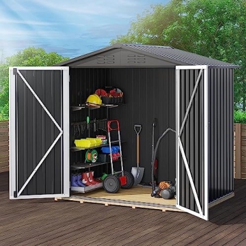 DWVO 6' x 4' Outdoor Storage Shed, Heavy Duty Metal Tool Sheds with Lockable Doors