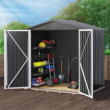 DWVO 6' x 4' Outdoor Storage Shed, Heavy Duty Metal Tool Sheds with Lockable Doors