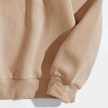 Meladyan Women Fleece Outer Banks Letter Graphic Print Oversized Sweatshirt Long Sleeve Crewneck Drop Shoulder Pullover Khaki