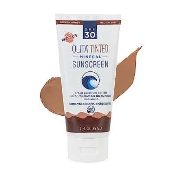 Olita Tinted Mineral Sunscreen SPF 30 Lotion - Golden Amber - 3 oz - Broad Spectrum, Chemical Free, All-Natural, Reef Safe, Organic, Zinc Sunblock, Water-Resistant