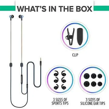 DefenderShield Air Tube Stereo Wired Earbuds – Universal Acoustic Headphones with Built-in Mic & Audio Controls – Secure Fit Wired Headphones with 3.5mm Audio Jack, Sports Tips & 3 Ear Tip Sizes